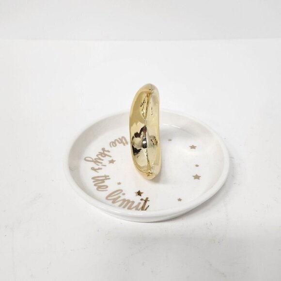 Villa Home Decor Ceramic Jewelry Ring Storage Tray Moon Metallic Gold White - Picture 4 of 9